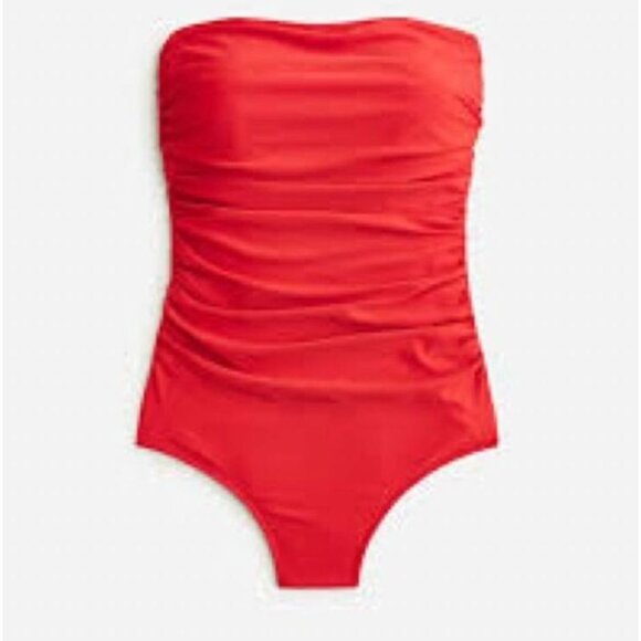 NEW J.Crew Ruched Bandeau One-Piece Swimsuit‎ Removable Strap/Padding Size 24 - Picture 3 of 4